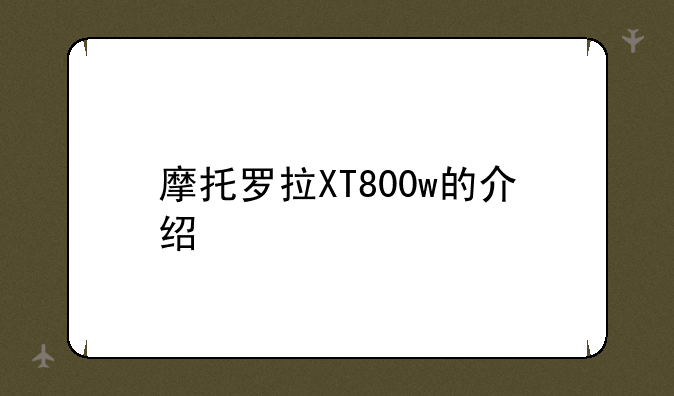摩托罗拉XT800w的介绍