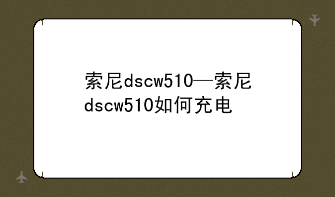 索尼dscw510—索尼dscw510如何充电
