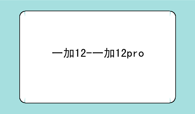 一加12-一加12pro